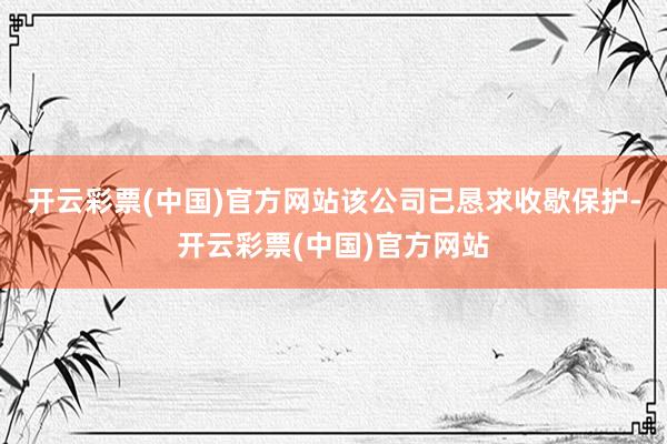 开云彩票(中国)官方网站该公司已恳求收歇保护-开云彩票(中国)官方网站