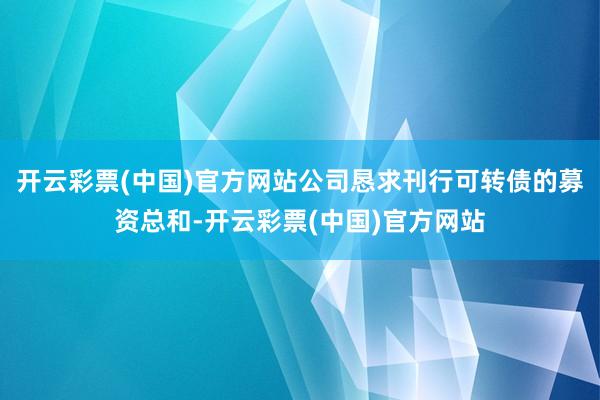 开云彩票(中国)官方网站公司恳求刊行可转债的募资总和-开云彩票(中国)官方网站