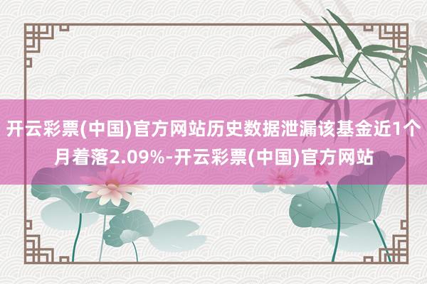 开云彩票(中国)官方网站历史数据泄漏该基金近1个月着落2.09%-开云彩票(中国)官方网站